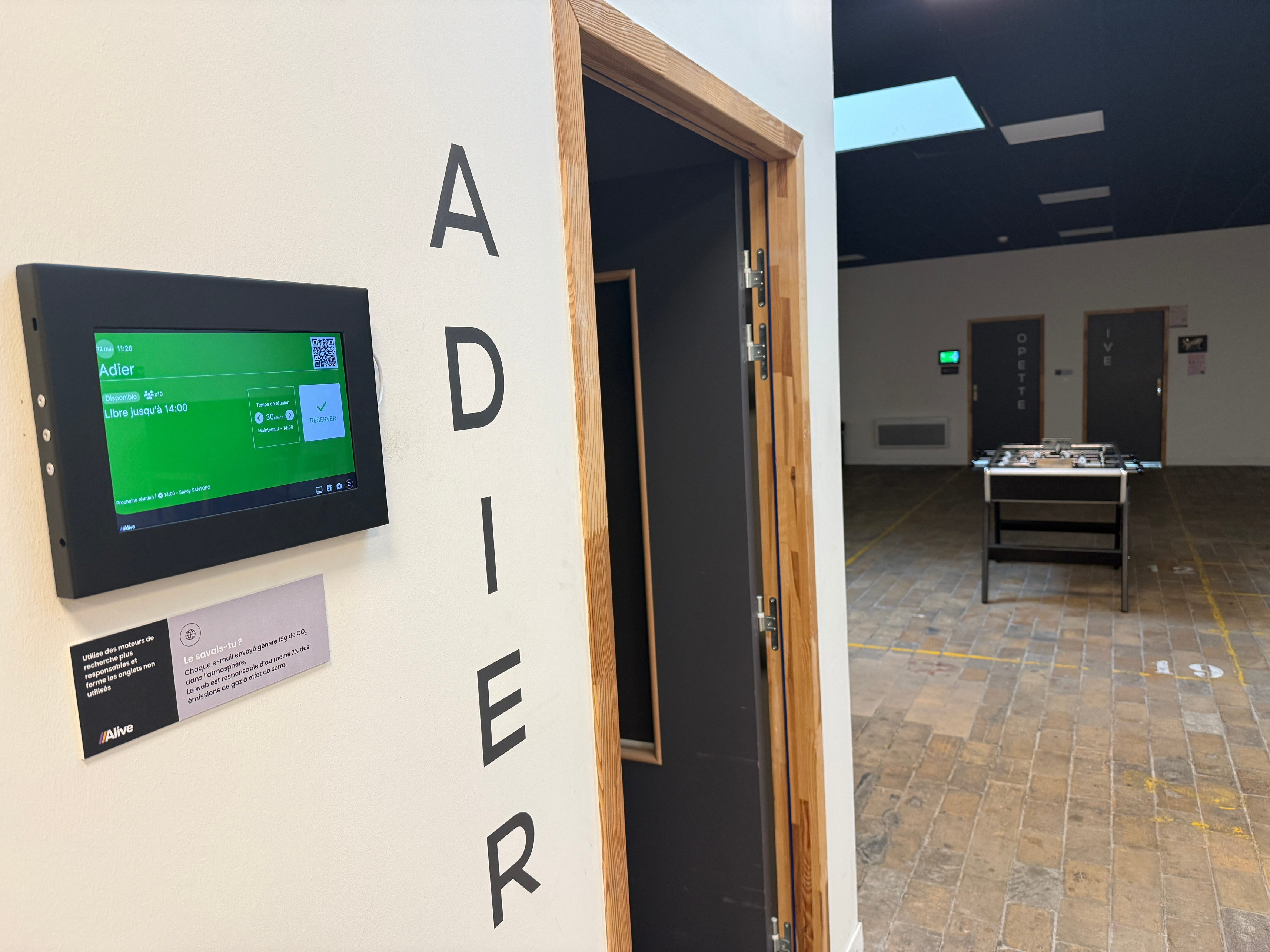 flexEZ room tablet installed at Alive Technology Experience Center
