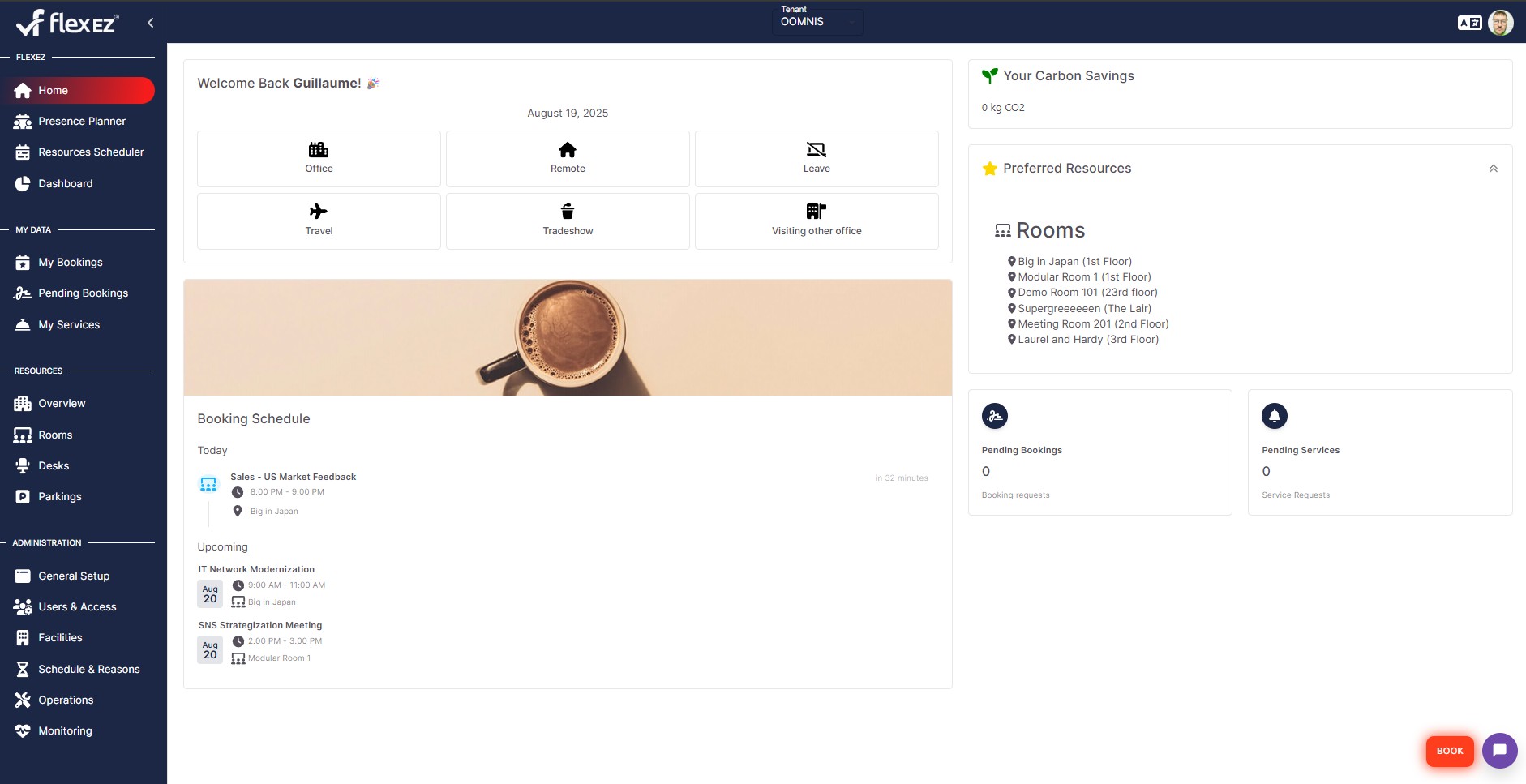 FlexEZ Control Center Page Interface
