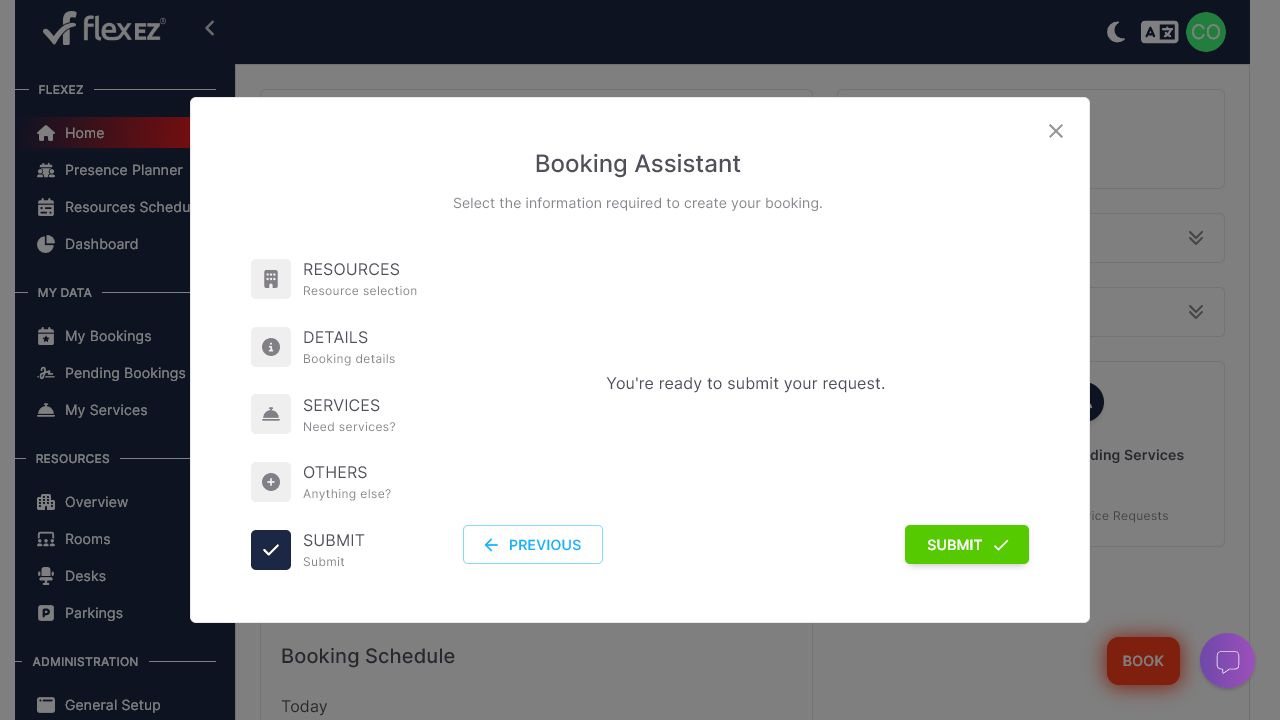 flexEZ booking assistant final submission step